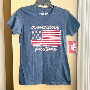 NEW Rally Girls Fanatics America's Flag TOP Shirt Tees Women's GRAY size Medium